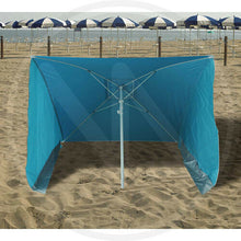 Carica l&#39;immagine nel visualizzatore di Gallery, OMBRELLONE SPIAGGIA CAMPEGGIO DA MARE CON PARETI TENDA ANTIVENTO 170X170 BLU